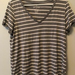 Gray and white striped American Eagle top